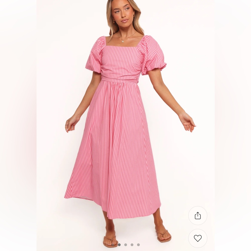 Petal and Pup CHLO PUFF SLEEVE MIDI DRESS - RED STRIPE, size large, worn once